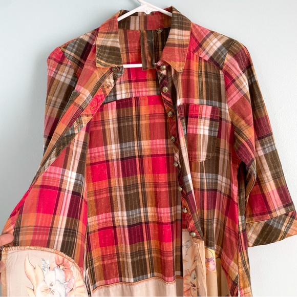 S O L D : Anthropologie Aratta Silent Journey Flannel Plaid Floral Dress - Picture 9 of 17